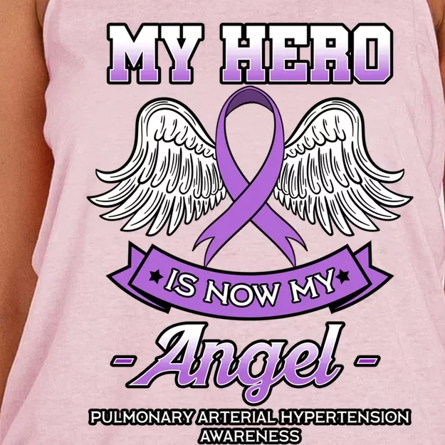 My Hero Is Now My Angel Pulmonary Hypertension Awareness Gift Women's Knotted Racerback Tank