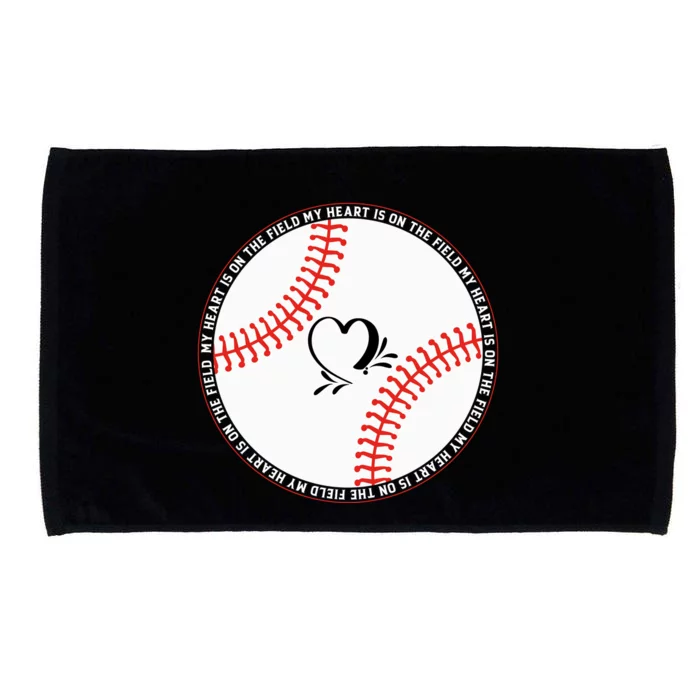 My Heart Is On The Field Funny Baseball Gift Microfiber Hand Towel