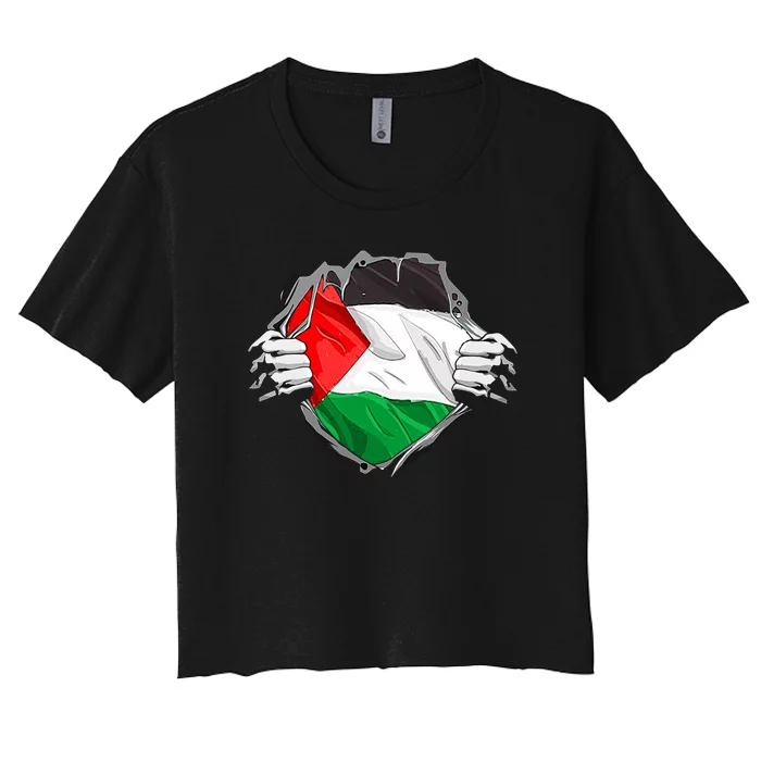 My Heart Is Always With Palestine . Women's Crop Top Tee