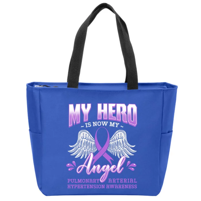 My Hero Is Now My Angel Pulmonary Hypertension Awareness Gift Zip Tote Bag