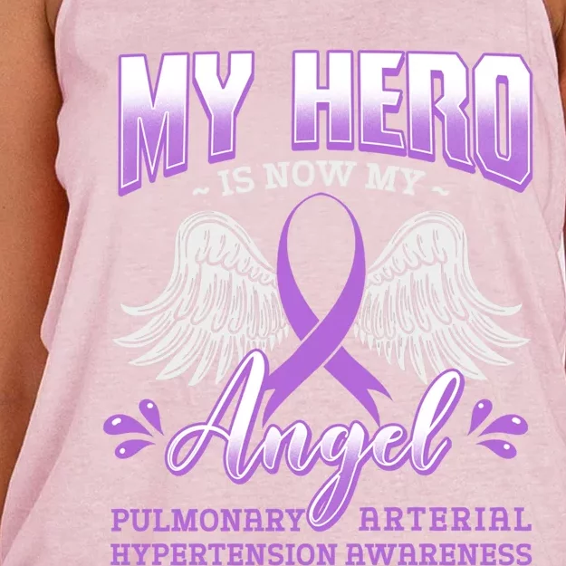 My Hero Is Now My Angel Pulmonary Hypertension Awareness Gift Women's Knotted Racerback Tank