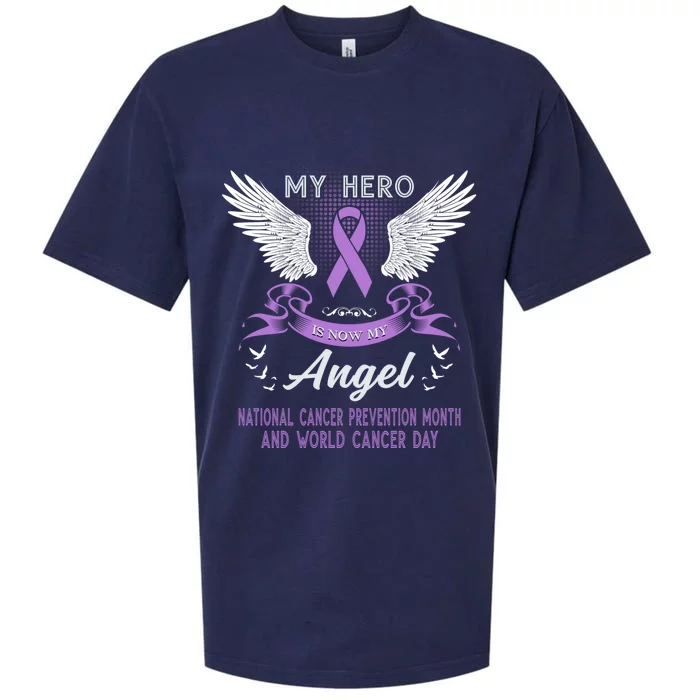 My Hero Is Now My Angel World Cancer Day Lavender Meaningful Gift Sueded Cloud Jersey T-Shirt