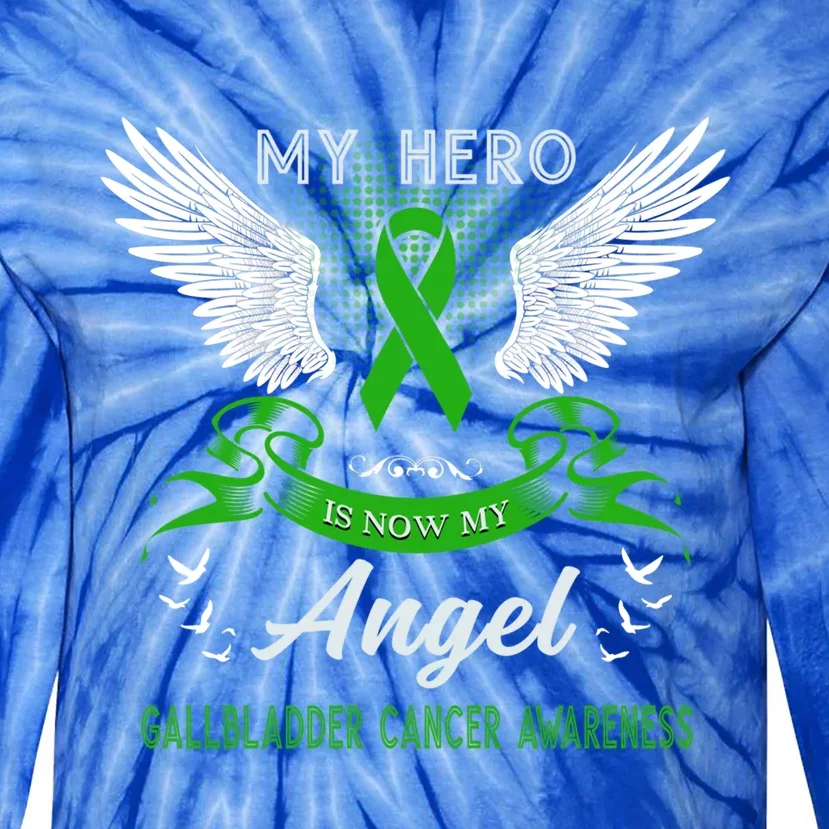 My Hero Is Now My Angel Gallbladder Cancer Awareness Month Gift Tie-Dye Long Sleeve Shirt