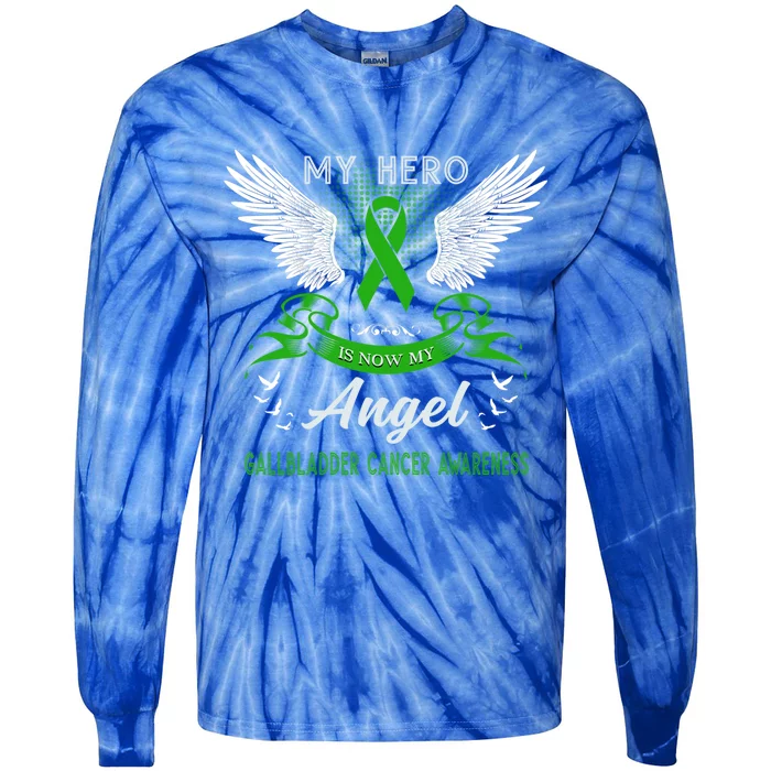 My Hero Is Now My Angel Gallbladder Cancer Awareness Month Gift Tie-Dye Long Sleeve Shirt