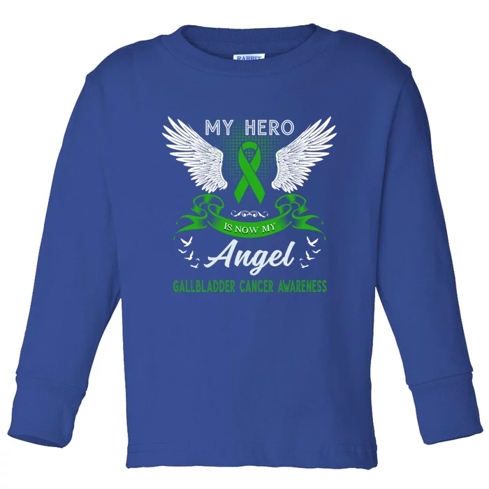 My Hero Is Now My Angel Gallbladder Cancer Awareness Month Gift Toddler Long Sleeve Shirt