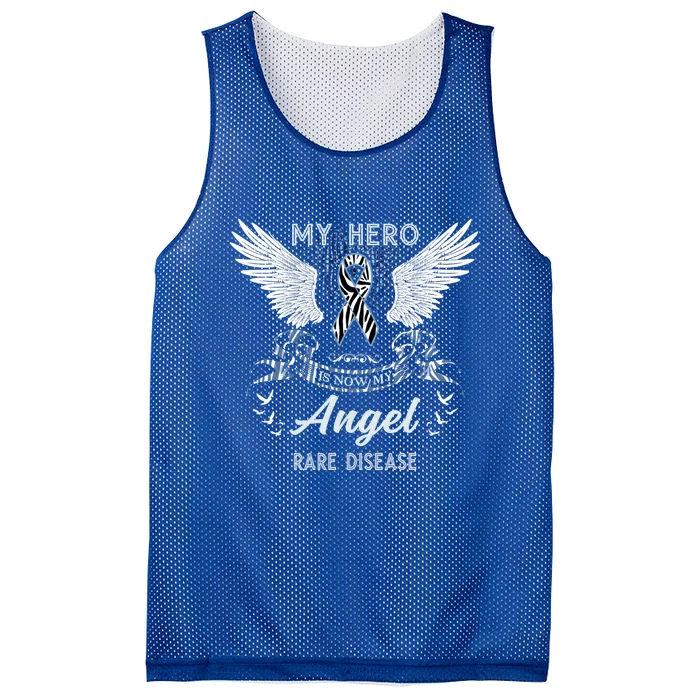 My Hero Is Now My Angel Rare Disease Zebra Print Ribbon Cute Gift Mesh Reversible Basketball Jersey Tank