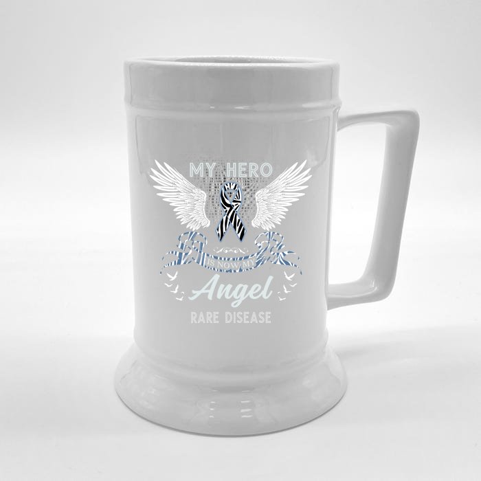 My Hero Is Now My Angel Rare Disease Zebra Print Ribbon Cute Gift Front & Back Beer Stein