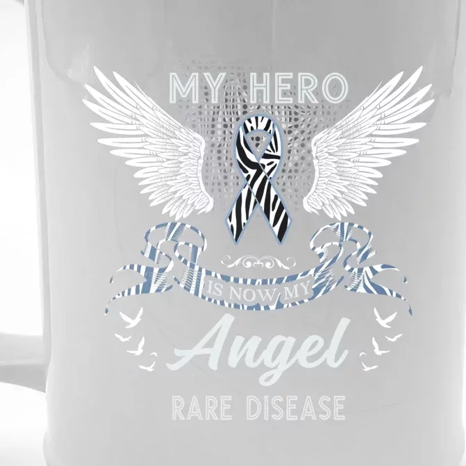 My Hero Is Now My Angel Rare Disease Zebra Print Ribbon Cute Gift Front & Back Beer Stein