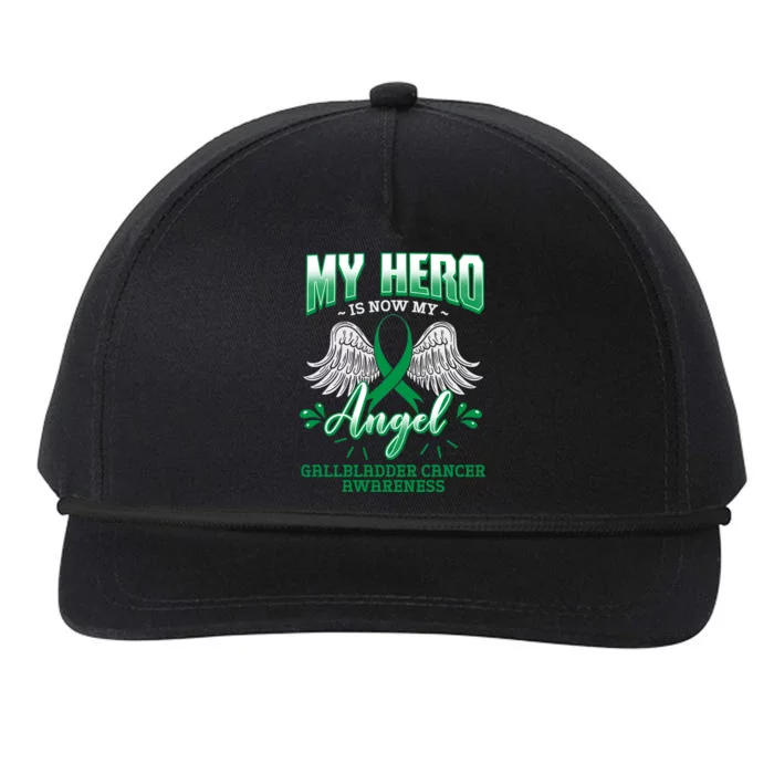 My Hero Is Now My Angel Gallbladder Cancer Awareness Warrior Gift Snapback Five-Panel Rope Hat