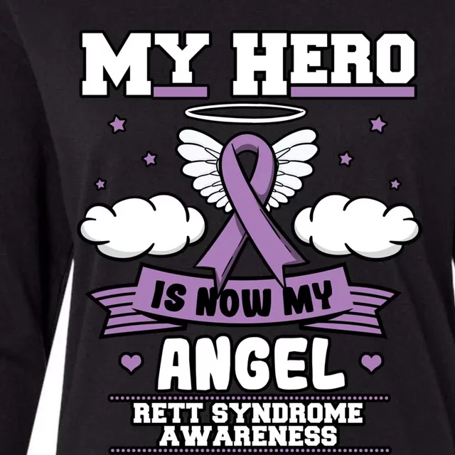 My Hero Is Now My Angel Rett Syndrome Awareness Support Cool Gift Womens Cotton Relaxed Long Sleeve T-Shirt