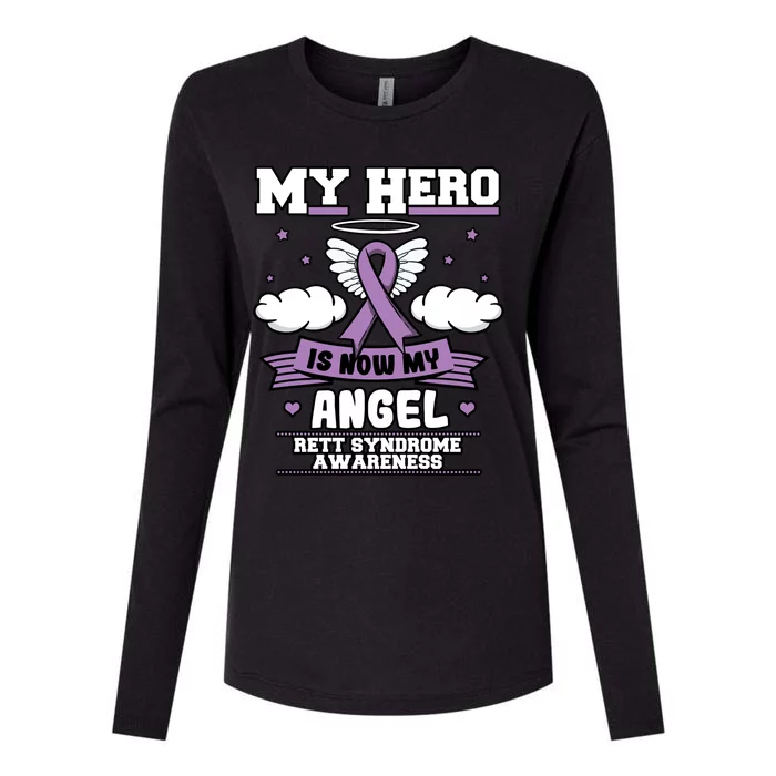 My Hero Is Now My Angel Rett Syndrome Awareness Support Cool Gift Womens Cotton Relaxed Long Sleeve T-Shirt