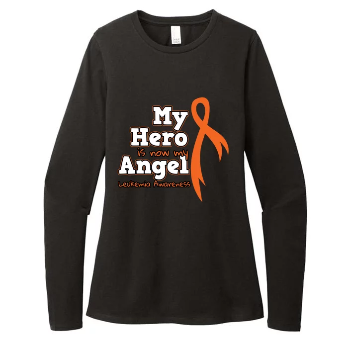 My Hero Is Now My Angel Orange Leukemia Awareness Gift Womens CVC Long Sleeve Shirt