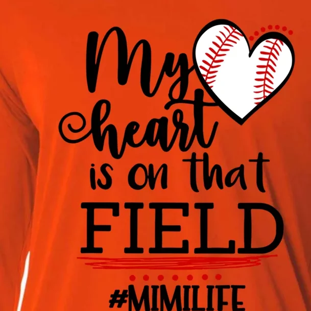 My Heart Is On That Field Ballpark Mama Baseball Mimi Gift Cooling Performance Long Sleeve Crew