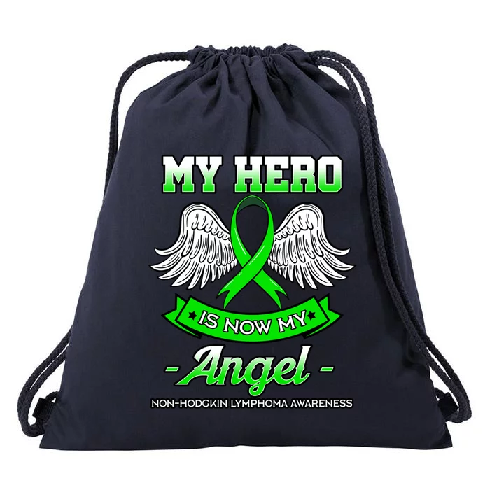 My Hero Is Now My Angel Ribbon Nonfunny Gifthodgkin Lymphoma Gift Drawstring Bag