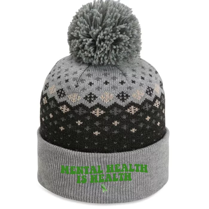 Mental Health Is Health Awareness Ribbon The Baniff Cuffed Pom Beanie