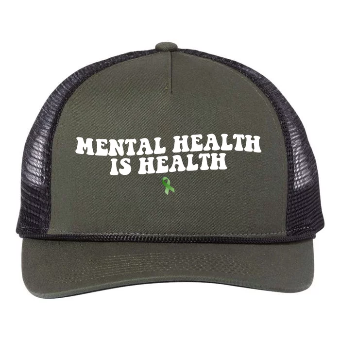 Mental Health Is Health Awareness Ribbon Retro Rope Trucker Hat Cap