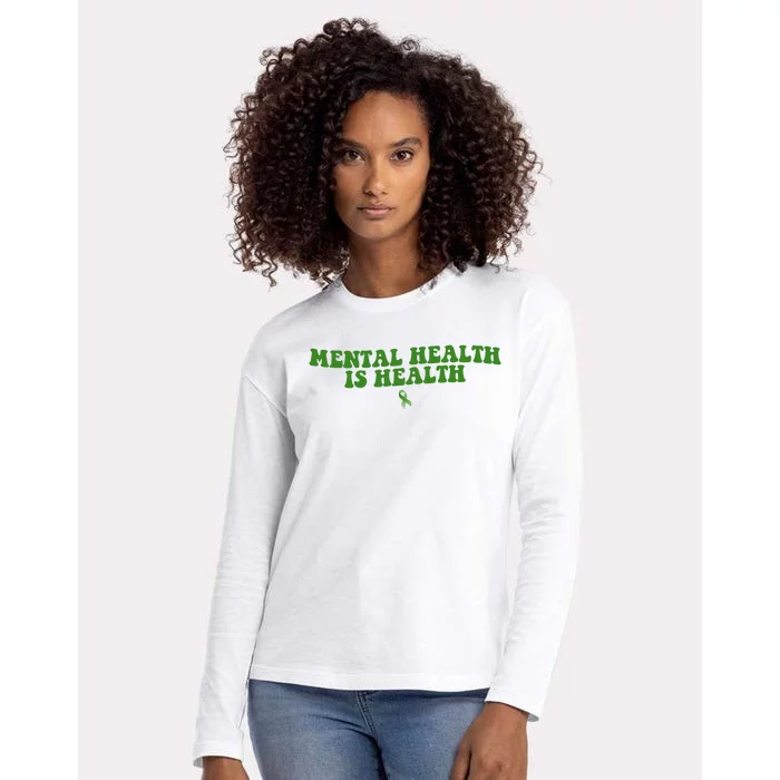 Mental Health Is Health Awareness Ribbon Womens Cotton Relaxed Long Sleeve T-Shirt