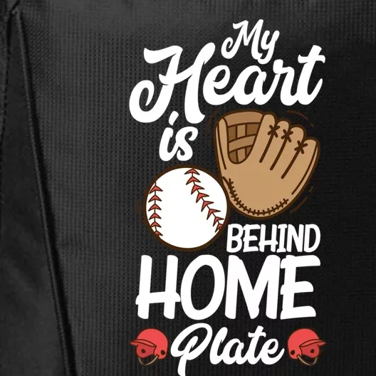 My Heart Is Behind Home Proud Baseball Mom Funny Gift City Backpack