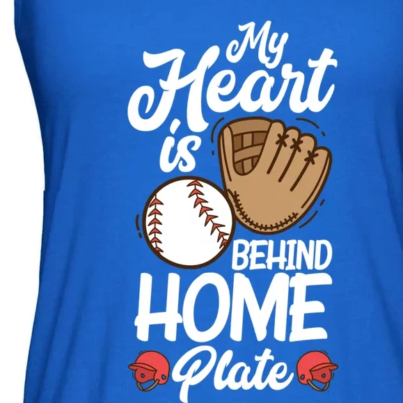 My Heart Is Behind Home Proud Baseball Mom Funny Gift Ladies Essential Flowy Tank