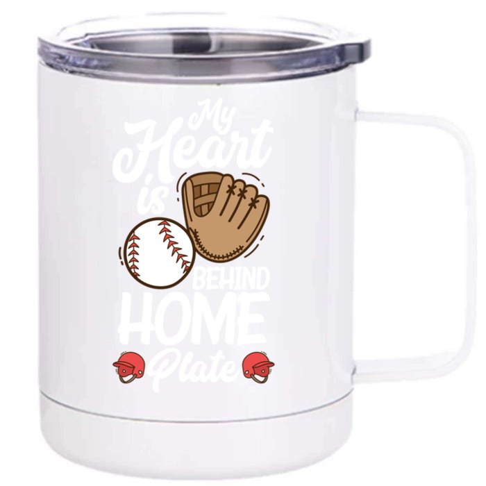 My Heart Is Behind Home Proud Baseball Mom Funny Gift Front & Back 12oz Stainless Steel Tumbler Cup