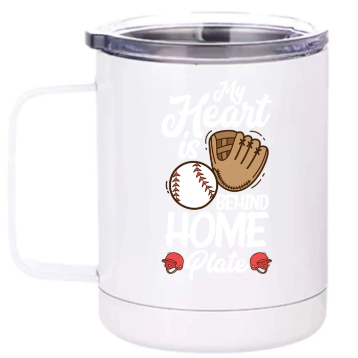 My Heart Is Behind Home Proud Baseball Mom Funny Gift Front & Back 12oz Stainless Steel Tumbler Cup