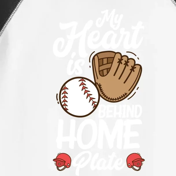 My Heart Is Behind Home Proud Baseball Mom Funny Gift Toddler Fine Jersey T-Shirt