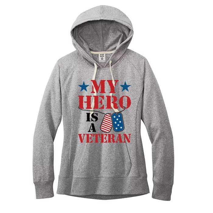 My Hero Is A Veteran VeteranS Day Family Grandpa Dad Women's Fleece Hoodie