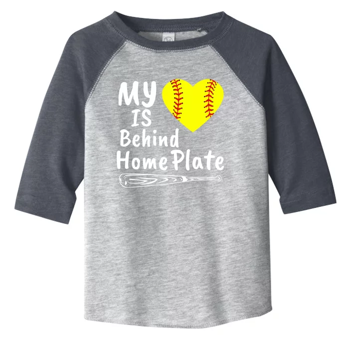 My Heart Is Behind Home Plate Softball Proud Mom Dad Gift Toddler Fine Jersey T-Shirt