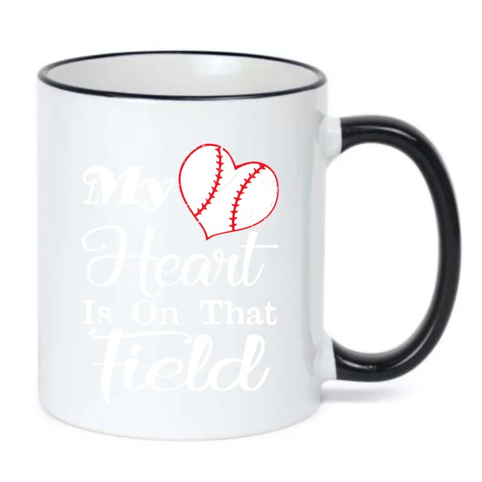 My Heart Is On That Field Baseball Funny Gift Black Color Changing Mug