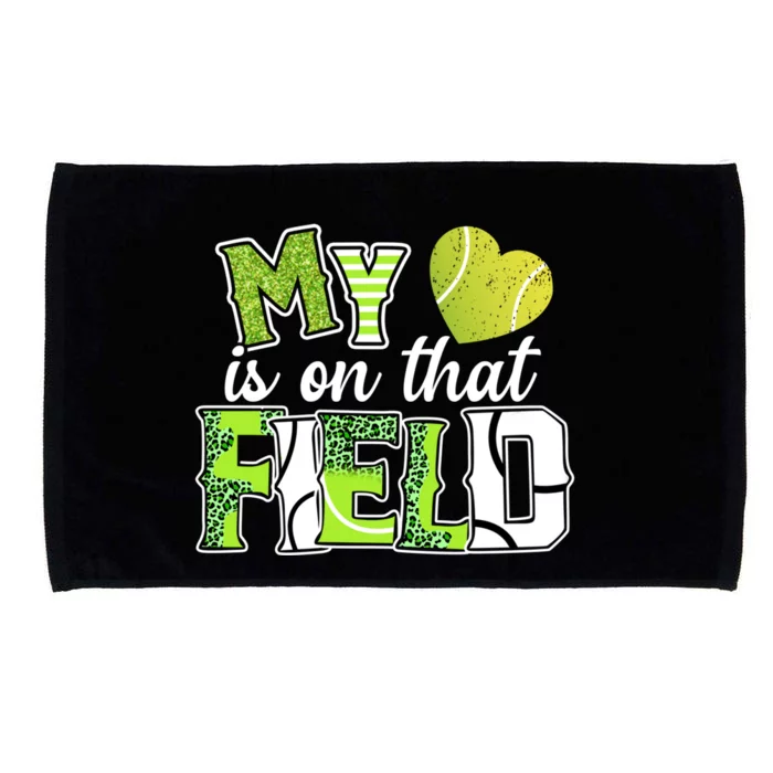 My Heart Is On That Field Tennis Leopard Tennis Mom Gift Microfiber Hand Towel