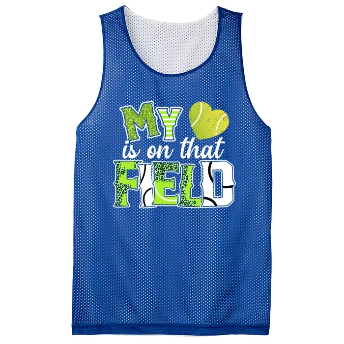 My Heart Is On That Field Tennis Leopard Tennis Mom Gift Mesh Reversible Basketball Jersey Tank