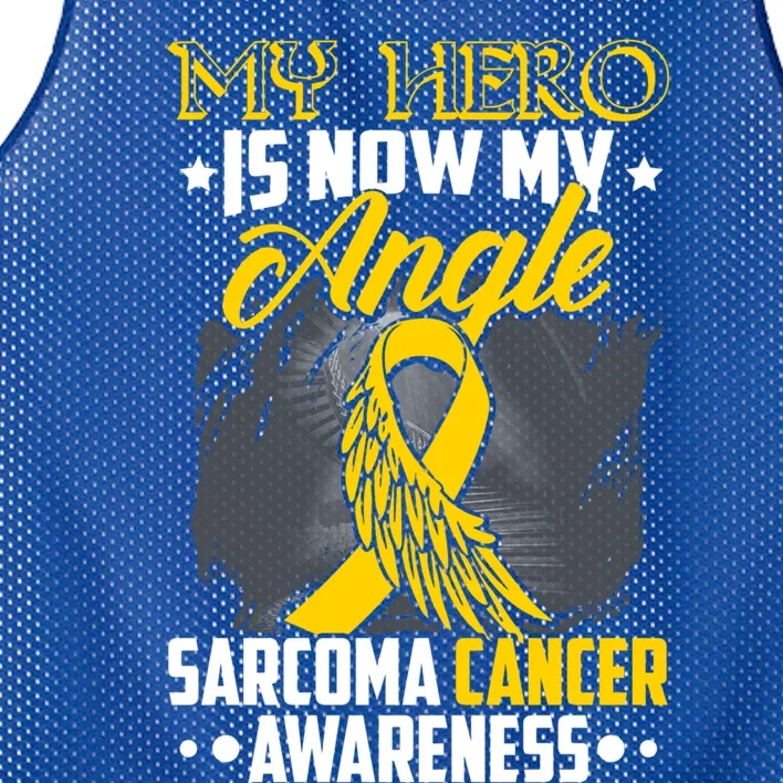 My Hero Is Now My Angel Sarcoma Cancer Awareness Warrior Great Gift Mesh Reversible Basketball Jersey Tank