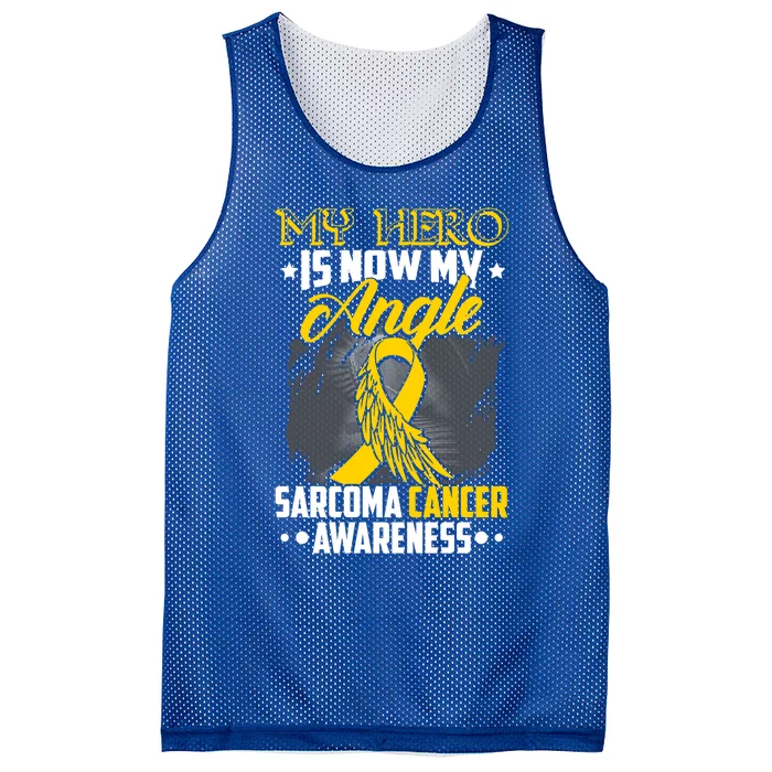 My Hero Is Now My Angel Sarcoma Cancer Awareness Warrior Great Gift Mesh Reversible Basketball Jersey Tank