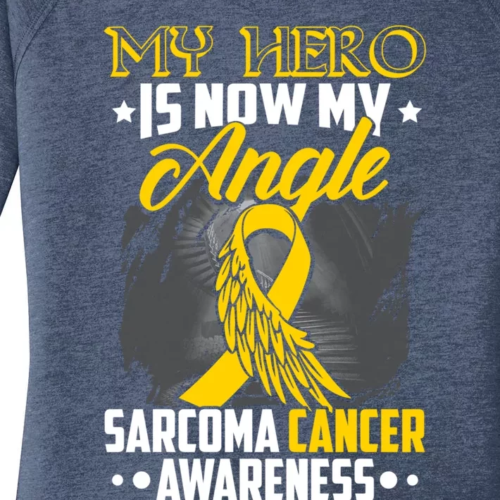 My Hero Is Now My Angel Sarcoma Cancer Awareness Warrior Great Gift Women's Perfect Tri Tunic Long Sleeve Shirt