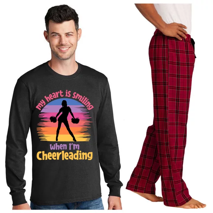 My Heart Is Smiling When I'm Cheerleading Cheerleader Gift Long Sleeve Pajama Set