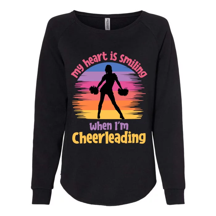 My Heart Is Smiling When I'm Cheerleading Cheerleader Gift Womens California Wash Sweatshirt