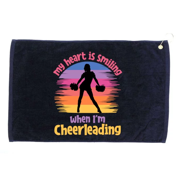 My Heart Is Smiling When I'm Cheerleading Cheerleader Gift Grommeted Golf Towel