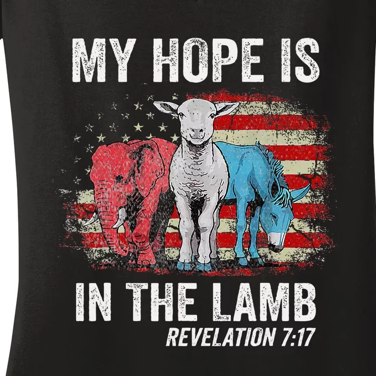 My Hope Is In The Lamb Women's V-Neck T-Shirt