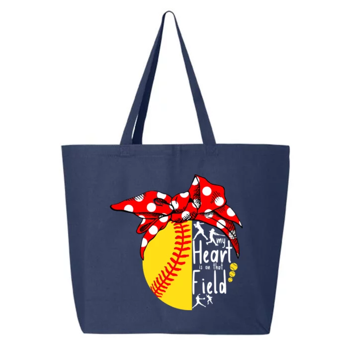 My Heart Is On That Field Tee Baseball Softball Mama Gift 25L Jumbo Tote