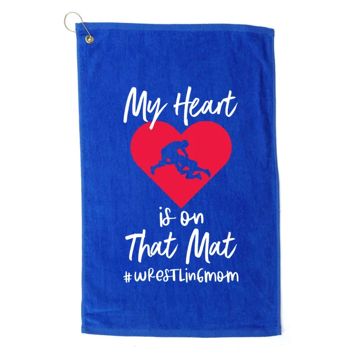 My Heart Is On That Mat Wrestling Wrestler College Mom Gift Platinum Collection Golf Towel