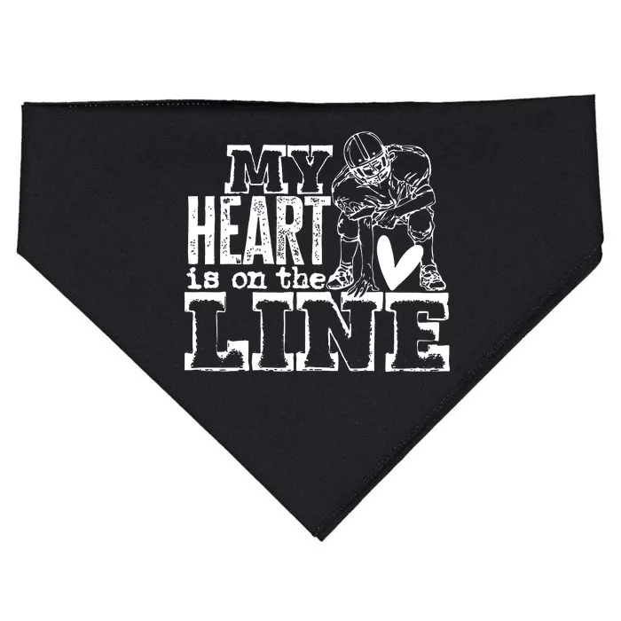 My Heart Is On That Line Football Mom USA-Made Doggie Bandana