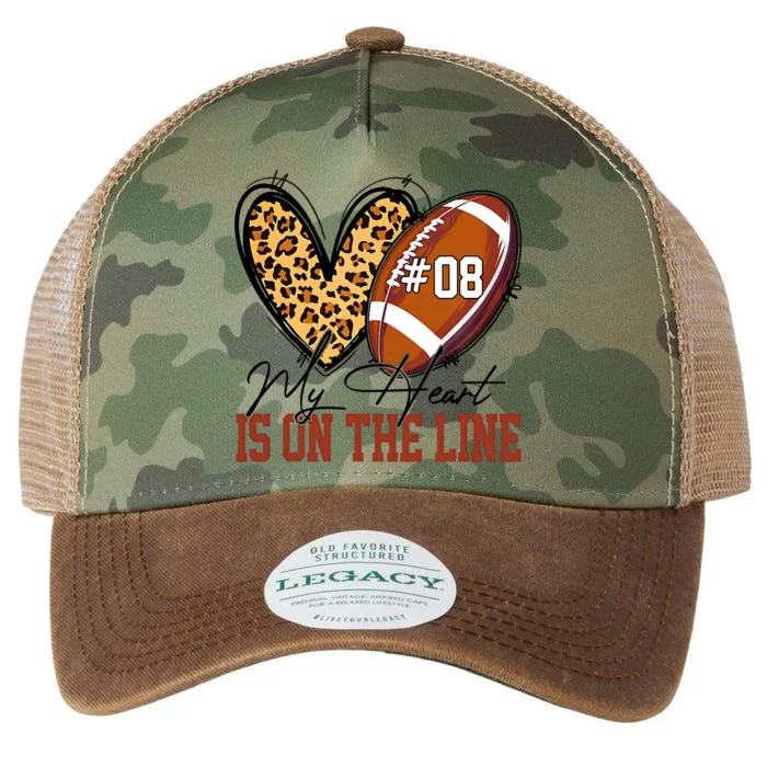 My Heart Is On The Line Number 8 Football American Legacy Tie Dye Trucker Hat