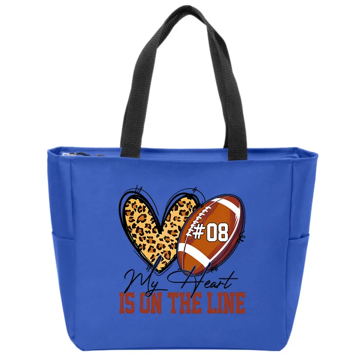 My Heart Is On The Line Number 8 Football American Zip Tote Bag