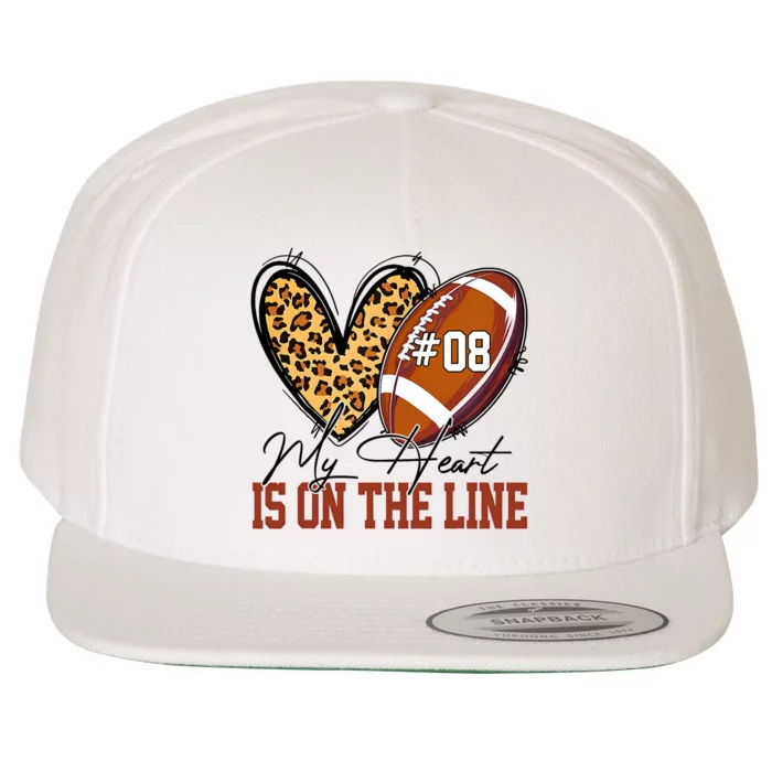 My Heart Is On The Line Number 8 Football American Wool Snapback Cap