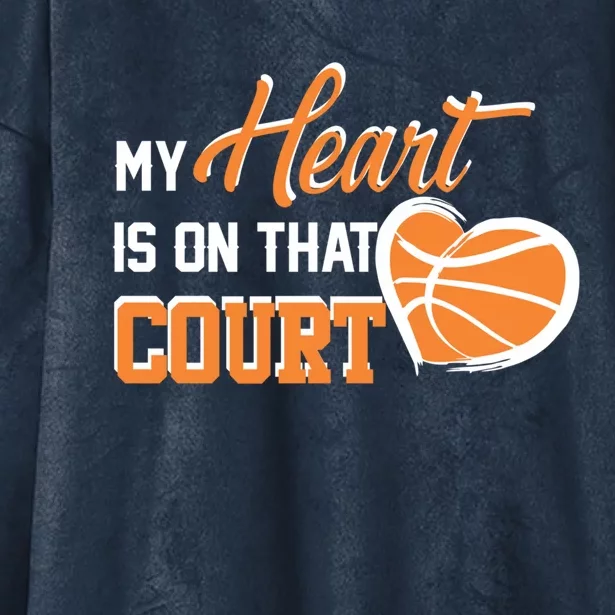 My Heart is on that Court Basketball Dad funny gift for Hooded Wearable Blanket