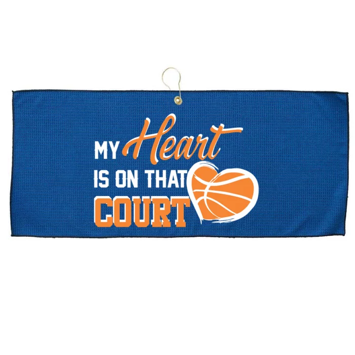 My Heart is on that Court Basketball Dad funny gift for Large Microfiber Waffle Golf Towel