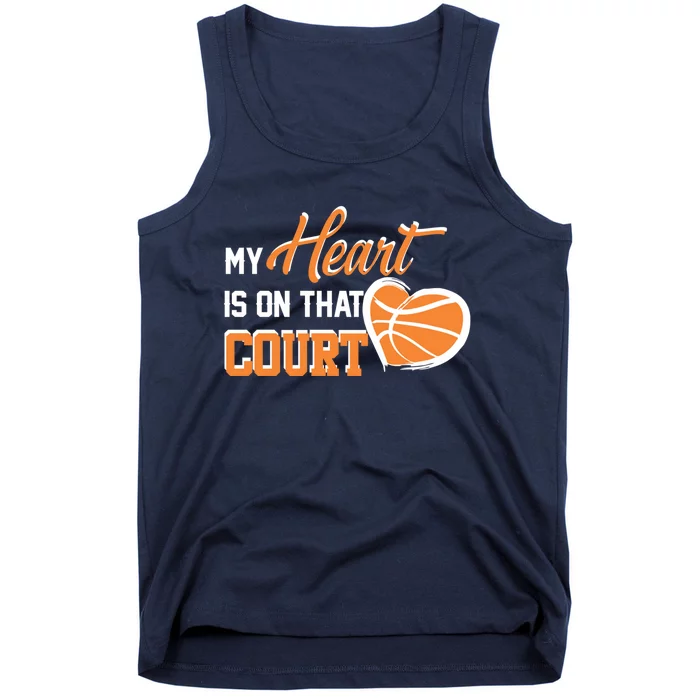 My Heart is on that Court Basketball Dad funny gift for Tank Top