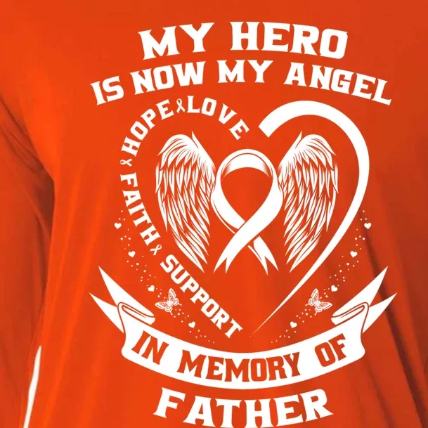 My Hero Is Now My Angel Lung Cancer Awareness Dad Father Gift Cooling Performance Long Sleeve Crew