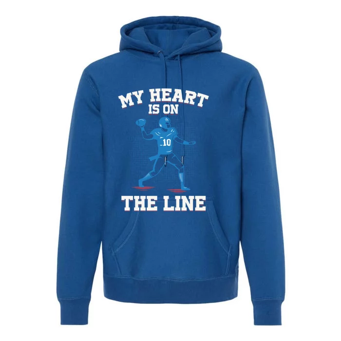 My Heart Is On The Line American Football Mom Gift Premium Hoodie