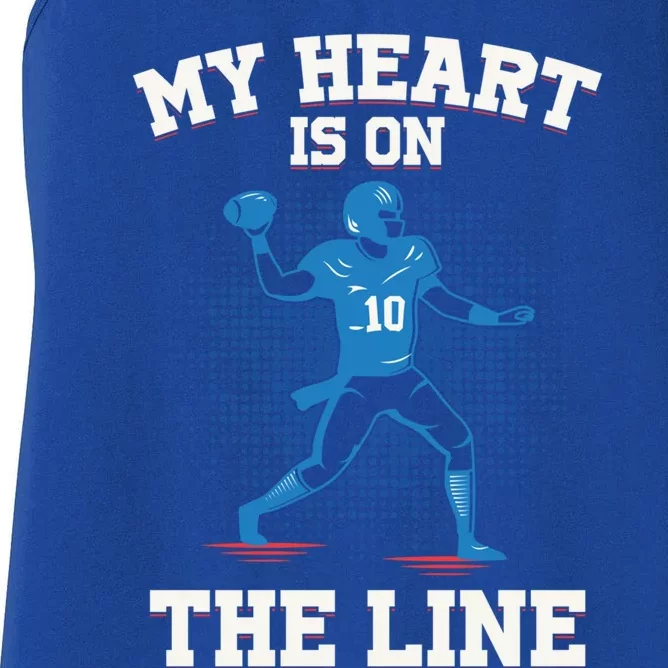 My Heart Is On The Line American Football Mom Gift Women's Racerback Tank